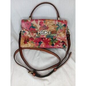 Patricia Nash Purse Crossbody Floral Leather 8.5"x5.5" Suede Lining Pockets EUC